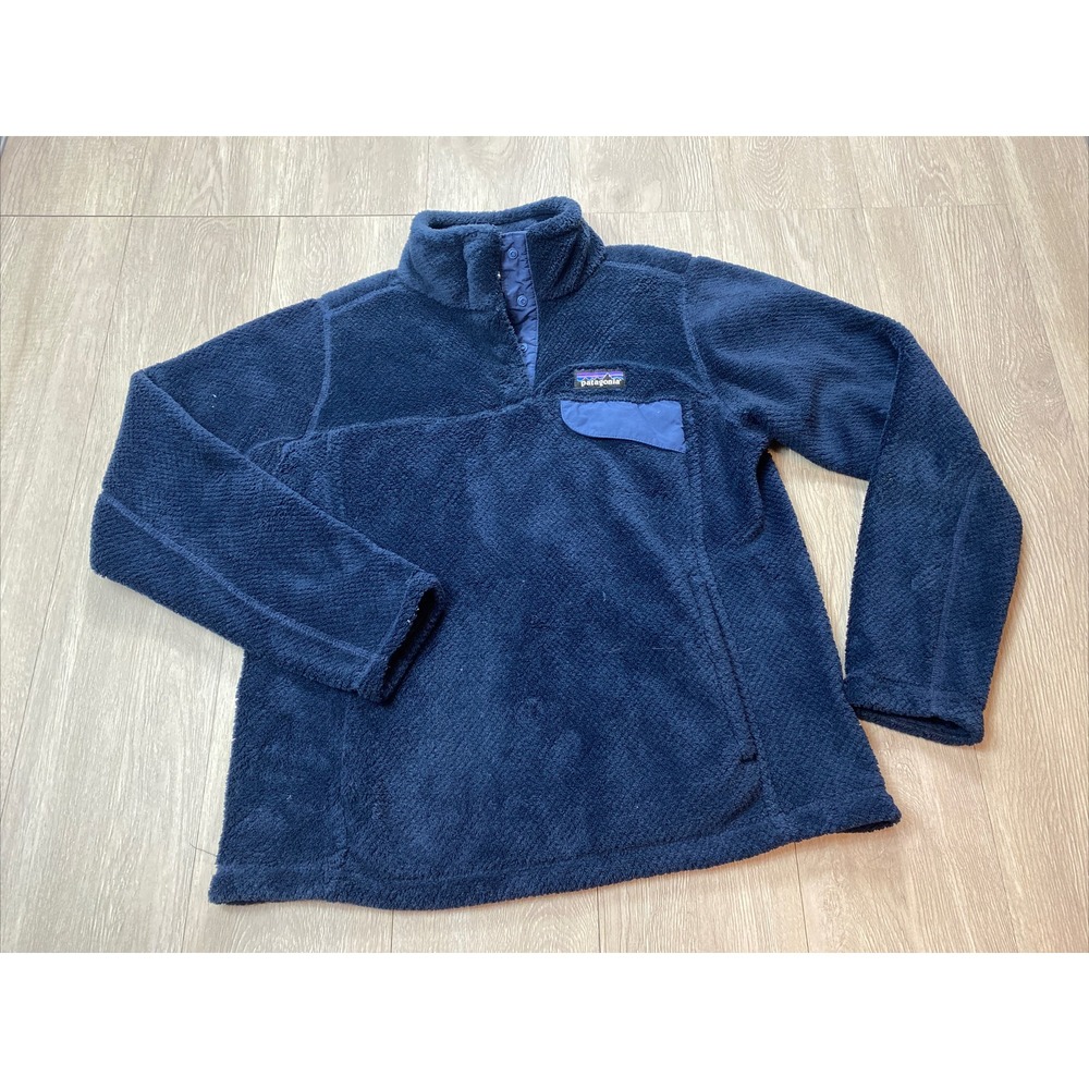 Patagonia Fleece Womens Small S Blue Sherpa T-Snap Pullover Soft Fuzzy Jacket